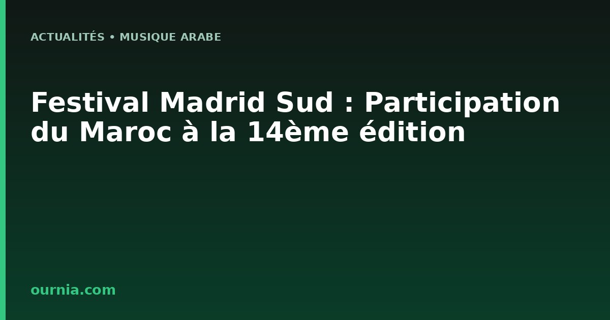 Festival Madrid Sud : Participation du Maroc à la 14ème édition