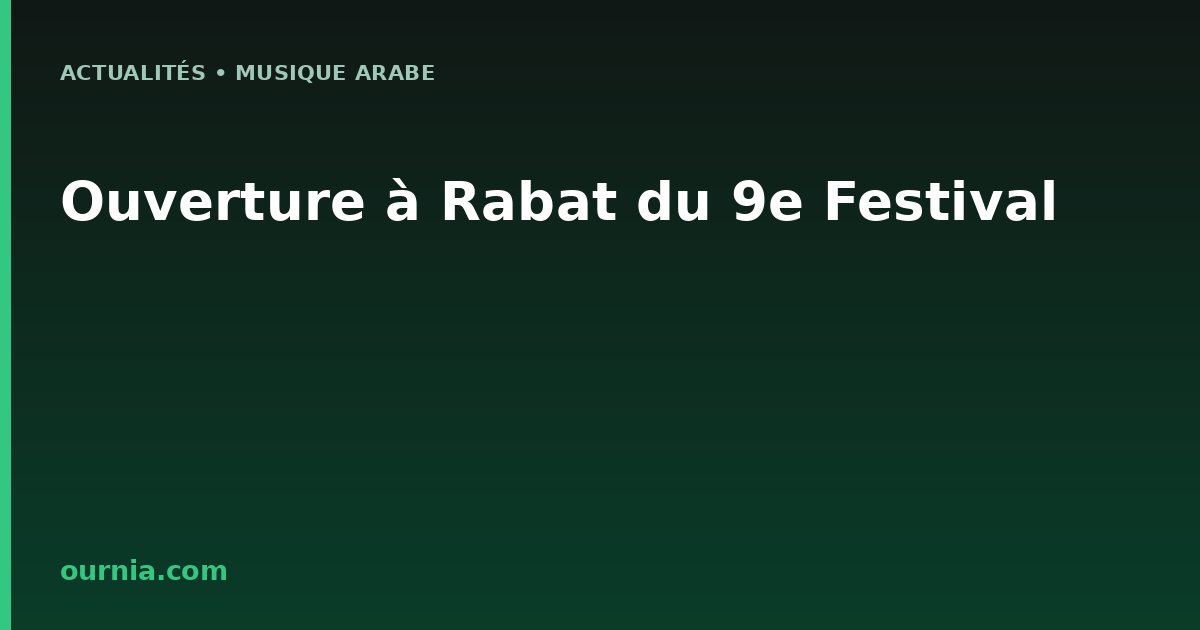 Ouverture à Rabat du 9e Festival